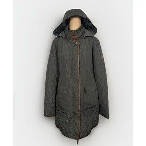 Ralph Lauren Green Quilted Zip Up Removable Hooded Jacket Women’s Size XL